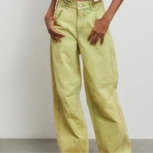 NEW URBAN OUTFITTERS JEANS SIZE 29 BDG LIME GREEN EXTREME BAGGY JEAN WIDE LEG NW